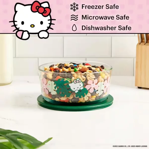 6-piece Glass Food Storage Set: Hello Kitty, Fern