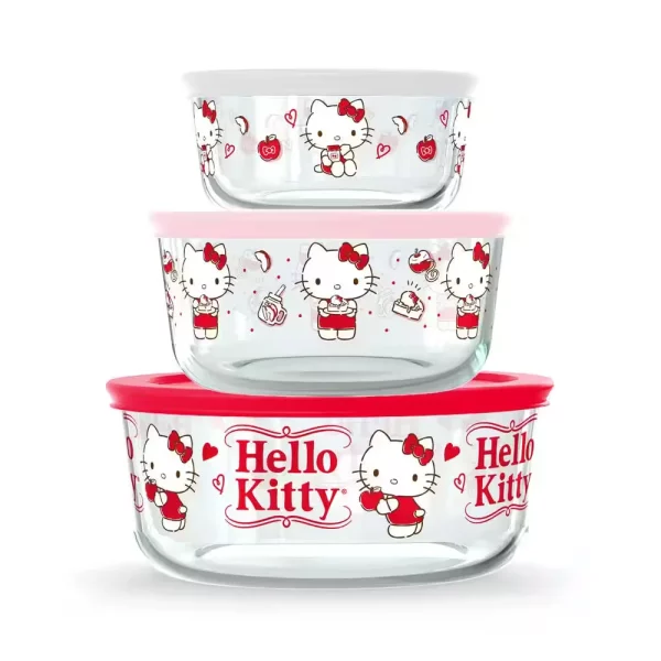 6-piece Glass Food Storage Set: Hello Kitty My Favorite Flavor