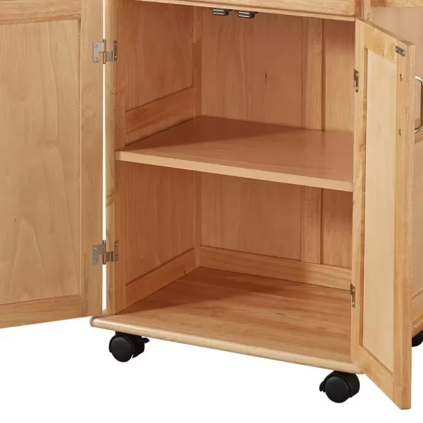 Natural Wood Kitchen Cart with Storage