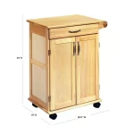 Natural Wood Kitchen Cart with Storage
