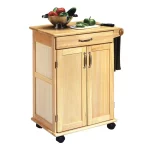 Natural Wood Kitchen Cart with Storage