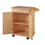 Natural Wood Kitchen Cart with Storage