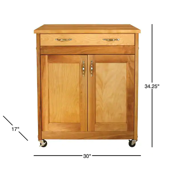 Natural Kitchen Cart with Butcher Block Top