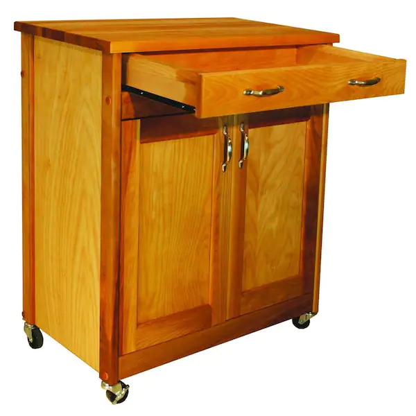 Natural Kitchen Cart with Butcher Block Top