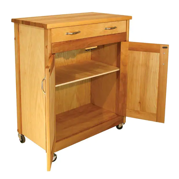 Natural Kitchen Cart with Butcher Block Top