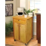 Promo Birch Natural Wood Kitchen Cart with Storage