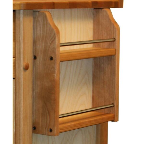 Natural Wood Kitchen Cart with Towel Rack