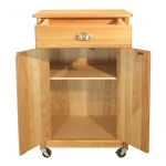 Natural Wood Kitchen Cart with Towel Rack