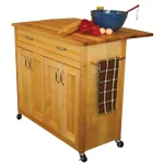 Natural Wood Kitchen Cart with Drop Leaf
