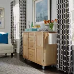 Natural Wood Kitchen Cart with Stainless Top and Breakfast Bar