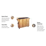 Natural Wood Kitchen Cart with Stainless Top and Breakfast Bar