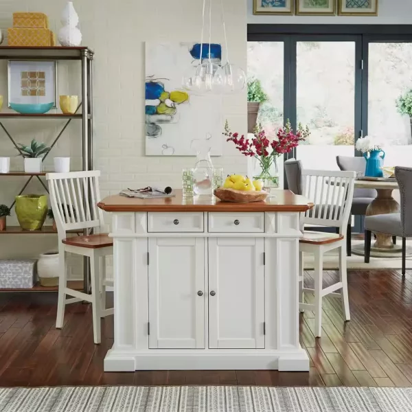 Americana White Kitchen Island with Seating