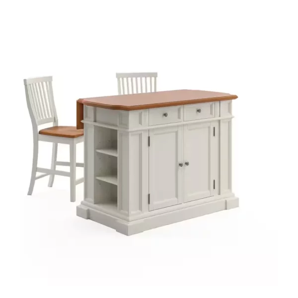 Americana White Kitchen Island with Seating