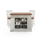 Americana White Kitchen Island with Seating