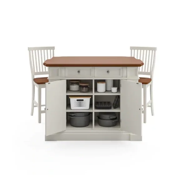 Americana White Kitchen Island with Seating