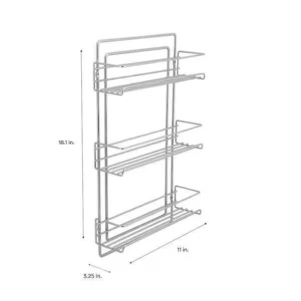 21.5 in. H x 10.5 in. W x 3.12 in. D Wood Small Cabinet Door Mount 3-Shelf Spice Rack