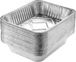 NOGIS 9" x 13" Aluminum Foil Pans (50 Pack) | Durable Disposable Grill Drip Grease Tray | Disposable Square Aluminum Baking Pans | Food Containers for Catering, Baking, Roasting