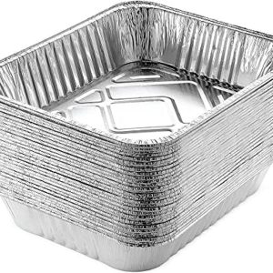 NOGIS 9" x 13" Aluminum Foil Pans (50 Pack) | Durable Disposable Grill Drip Grease Tray | Disposable Square Aluminum Baking Pans | Food Containers for Catering, Baking, Roasting