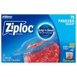 Ziploc® Brand Freezer Bags with New Stay Open Design, Quart, 75, Patented Stand-up Bottom, Easy to Fill Freezer Bag, Unloc a Free Set of Hands in the Kitchen, Microwave Safe, BPA Free