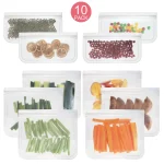 Swtroom Reusable Storage Bags, 10 Pack Reusable Gallon Freezer Bags, Extra Thick Leakproof Silicone and Plastic Free for Travel Items and Home Organization (6 Sandwich Bags+4 Kids Snack Bags)