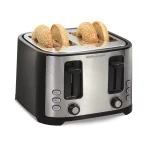 Hamilton Beach 4 Slice Toaster, Extra-Wide Slots, Defrost and Bagel Functions, Shade Selector, Toast Boost, Auto-Shutoff and Cancel Button, Black, 24633
