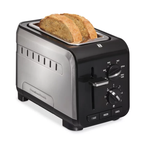 Hamilton Beach Expert-Toast 2 Slice Toaster, Adjustable Settings and Longer Slot for Artisan & Specialty Breads, Brushed Stainless Steel Finish, 22994