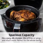 5Qt Teflon-Free Premium Ceramic Air Fryer with 2-Tier Stainless Steel Rack, Baking Pan, Skewers and Extended Recipe Book