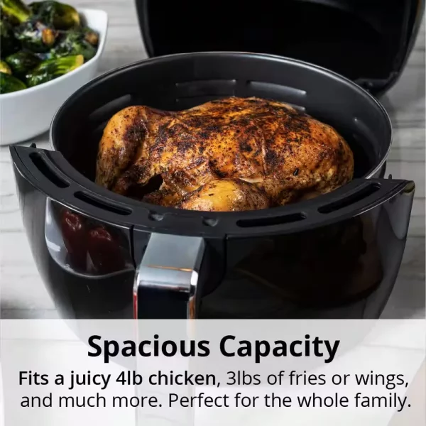 5Qt Teflon-Free Premium Ceramic Air Fryer with 2-Tier Stainless Steel Rack, Baking Pan, Skewers and Extended Recipe Book