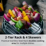5Qt Teflon-Free Premium Ceramic Air Fryer with 2-Tier Stainless Steel Rack, Baking Pan, Skewers and Extended Recipe Book