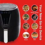 5Qt Teflon-Free Premium Ceramic Air Fryer with 2-Tier Stainless Steel Rack, Baking Pan, Skewers and Extended Recipe Book