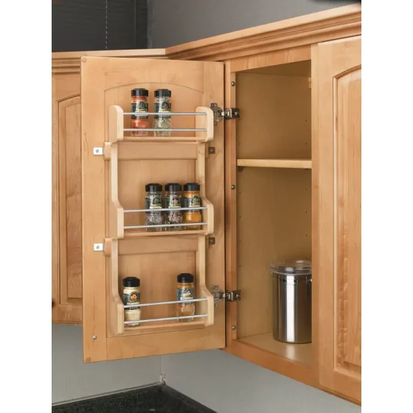 21.5 in. H x 10.5 in. W x 3.12 in. D Wood Small Cabinet Door Mount 3-Shelf Spice Rack