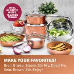 Hammered Copper 10-Piece Aluminum Non-Stick Cookware Set with Glass Lids