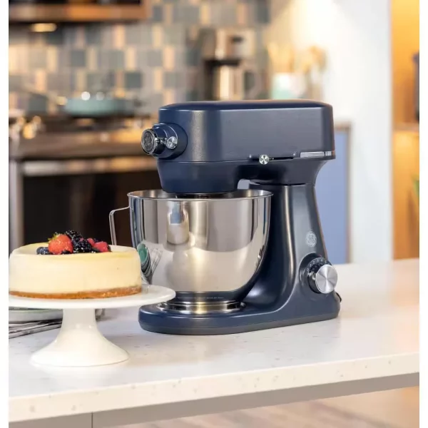 5.3 Qt. 7-Speed Sapphire Blue Stand Mixer with Coated Flat Beater, Coated Dough Hook, Wire Whisk, and Pouring Shield