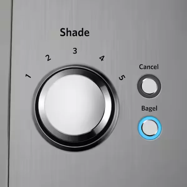2-Slice Silver Wide Slot Toaster with Crumb Tray and Shade Control Settings