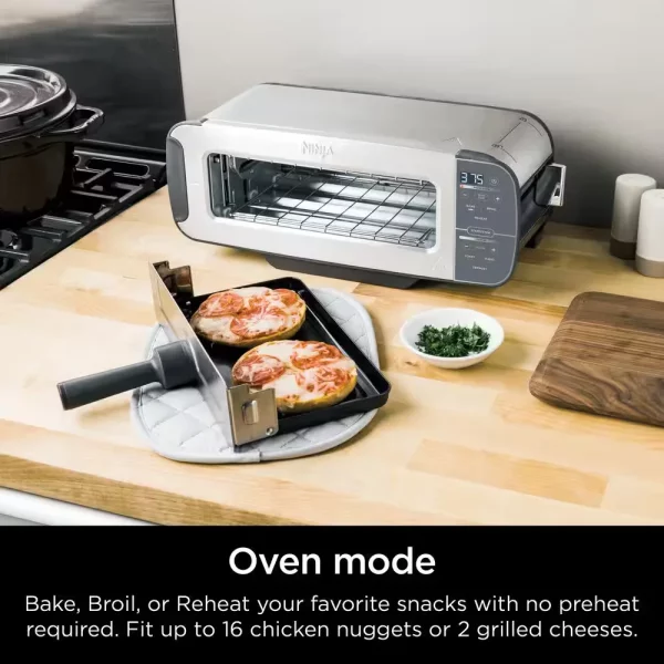 Foodi 2-in-1 Flip Toaster, 2-Slice Toaster, Compact Toaster Oven, Snack Maker, Reheat, Defrost, Stainless Steel, ST101