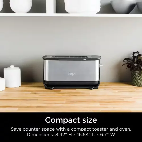 Foodi 2-in-1 Flip Toaster, 2-Slice Toaster, Compact Toaster Oven, Snack Maker, Reheat, Defrost, Stainless Steel, ST101