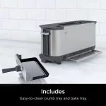 Foodi 2-in-1 Flip Toaster, 2-Slice Toaster, Compact Toaster Oven, Snack Maker, Reheat, Defrost, Stainless Steel, ST101