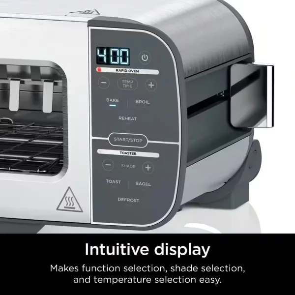 Foodi 2-in-1 Flip Toaster, 2-Slice Toaster, Compact Toaster Oven, Snack Maker, Reheat, Defrost, Stainless Steel, ST101