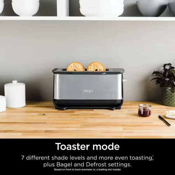 Foodi 2-in-1 Flip Toaster, 2-Slice Toaster, Compact Toaster Oven, Snack Maker, Reheat, Defrost, Stainless Steel, ST101