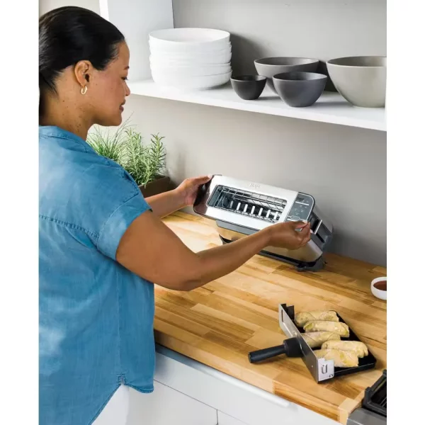 Foodi 2-in-1 Flip Toaster, 2-Slice Toaster, Compact Toaster Oven, Snack Maker, Reheat, Defrost, Stainless Steel, ST101
