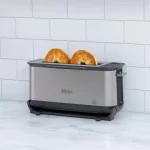 Foodi 2-in-1 Flip Toaster, 2-Slice Toaster, Compact Toaster Oven, Snack Maker, Reheat, Defrost, Stainless Steel, ST101