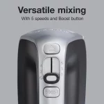 5-Speed Black and Silver Hand Mixer with Power Boost