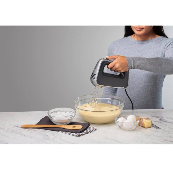 5-Speed Black and Silver Hand Mixer with Power Boost