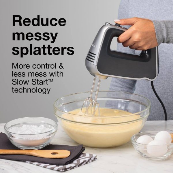 5-Speed Black and Silver Hand Mixer with Power Boost