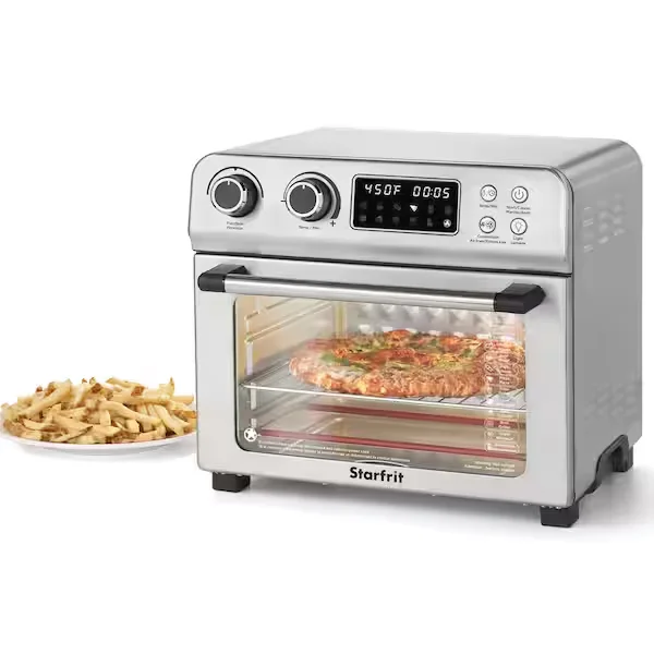 20.885 Qt. Silver 1,700-Watt Air Fryer Toaster Oven