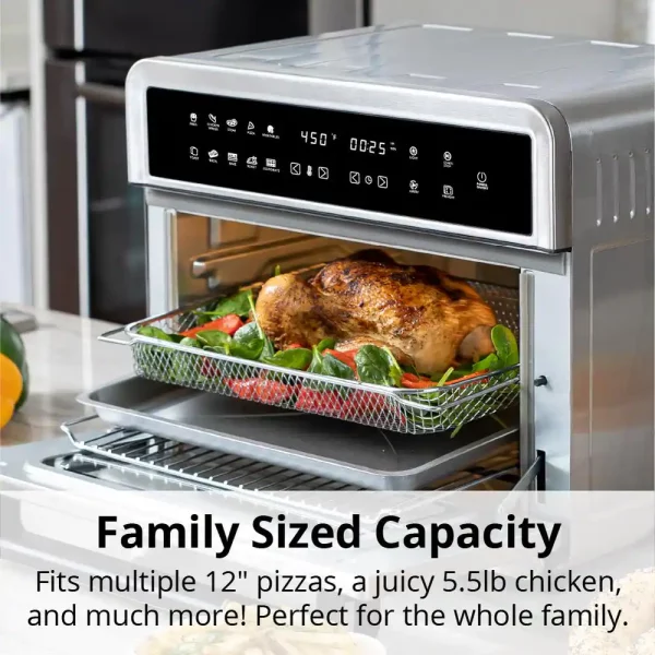 All-in-1 Premium 30 Qt. Stainless Steel Touchscreen Air Fryer Toaster Oven with Recipe Book