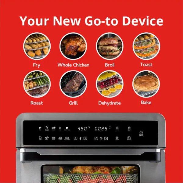 All-in-1 Premium 30 Qt. Stainless Steel Touchscreen Air Fryer Toaster Oven with Recipe Book