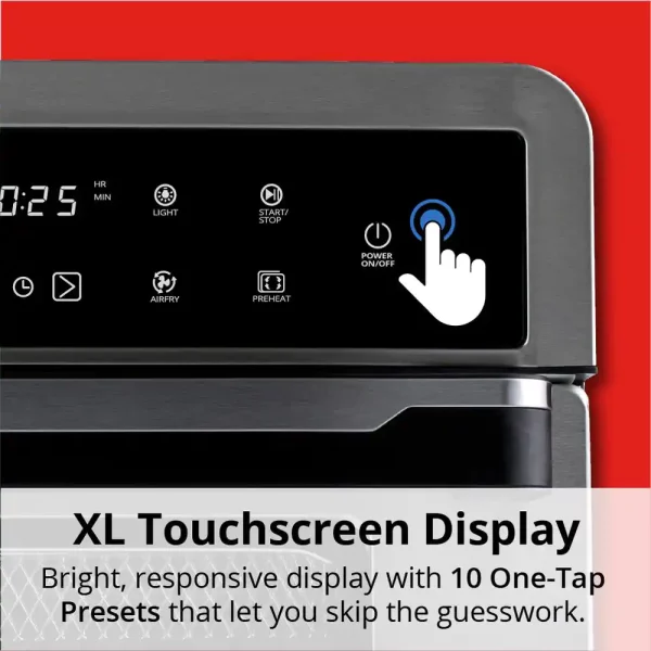 All-in-1 Premium 30 Qt. Stainless Steel Touchscreen Air Fryer Toaster Oven with Recipe Book