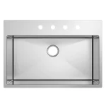 Professional 32 in. Tight Radius Drop-in 16G Stainless Steel 4-Hole Single Bowl Kitchen Sink with Accessories