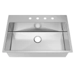 Professional 32 in. Tight Radius Drop-in 16G Stainless Steel 4-Hole Single Bowl Kitchen Sink with Accessories